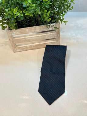 Tino Cosma Men's 100% Silk Dotted Embroidered Made In Italy Necktie Navy Orange